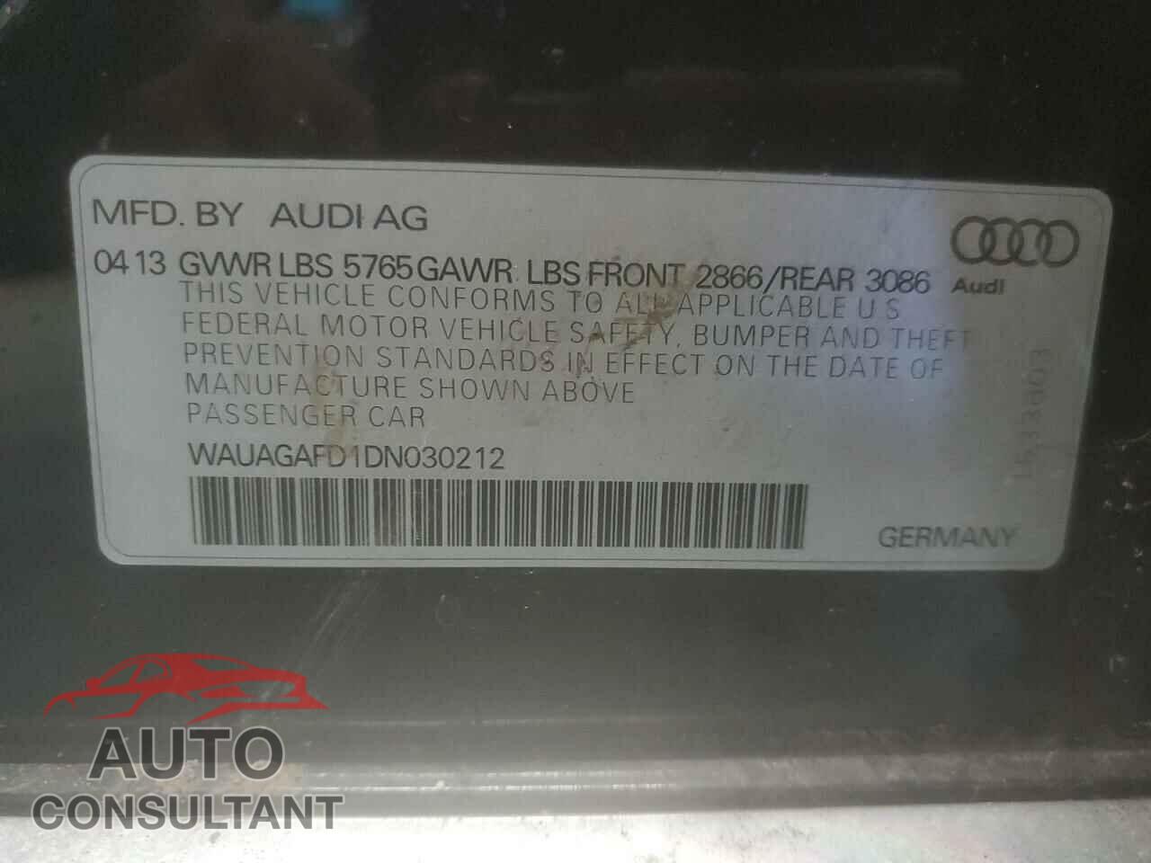 AUDI A8 2013 - WAUAGAFD1DN030212