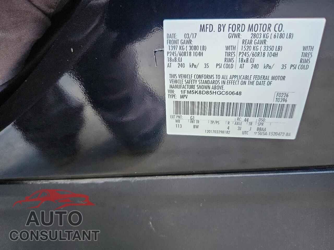 FORD EXPLORER 2017 - 1FM5K8D85HGC60648