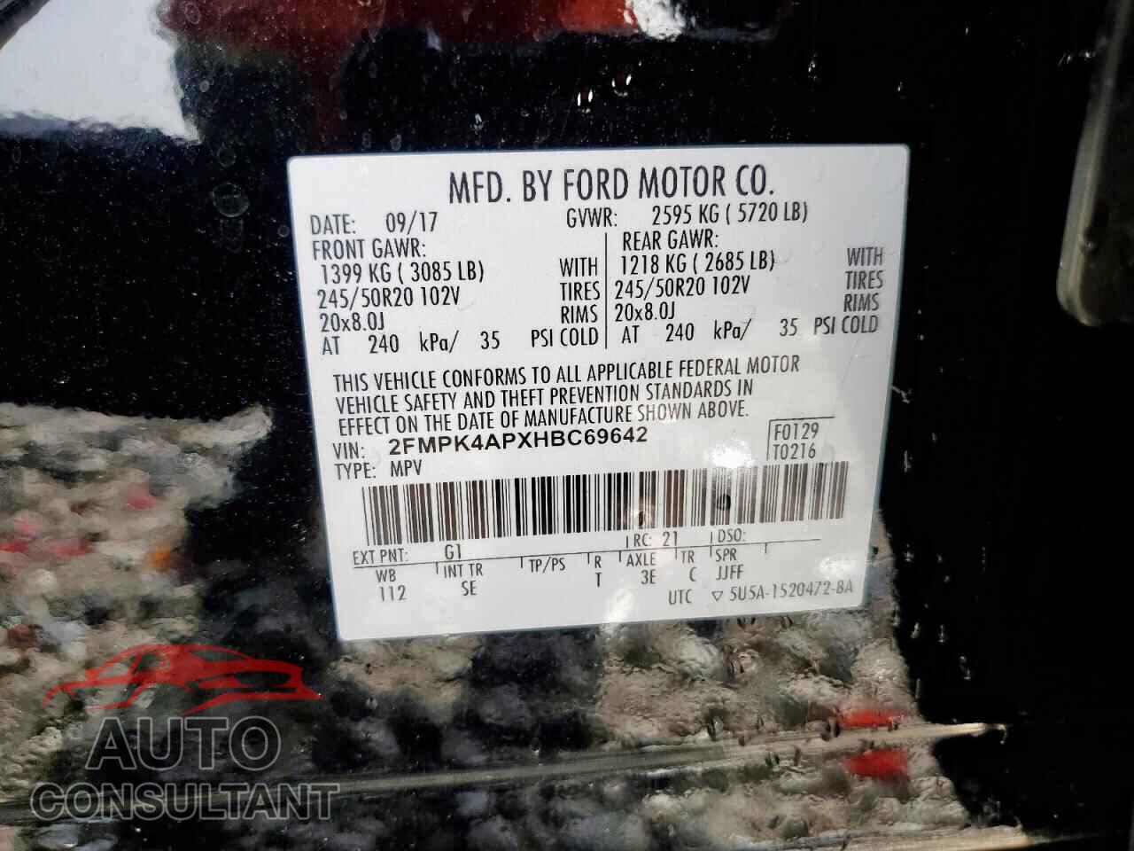 FORD EDGE 2017 - 2FMPK4APXHBC69642