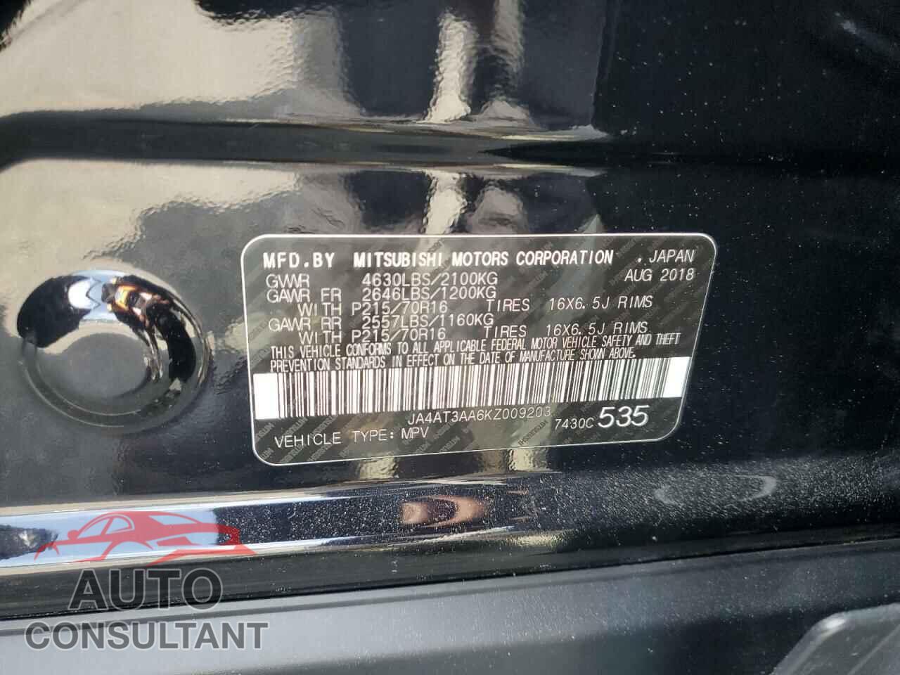 MITSUBISHI ECLIPSE 2019 - JA4AT3AA6KZ009203