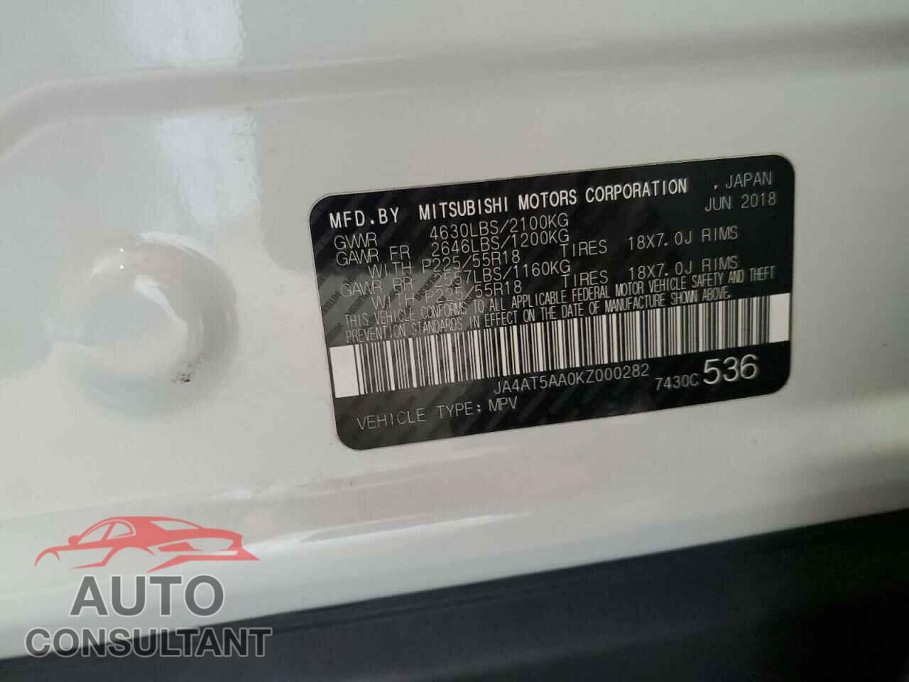 MITSUBISHI ECLIPSE 2019 - JA4AT5AA0KZ000282