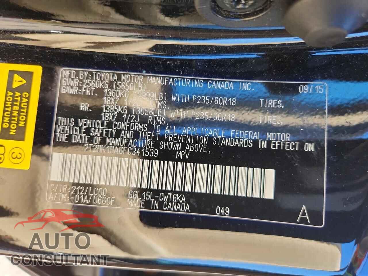 LEXUS RX350 2015 - 2T2BK1BA6FC341539