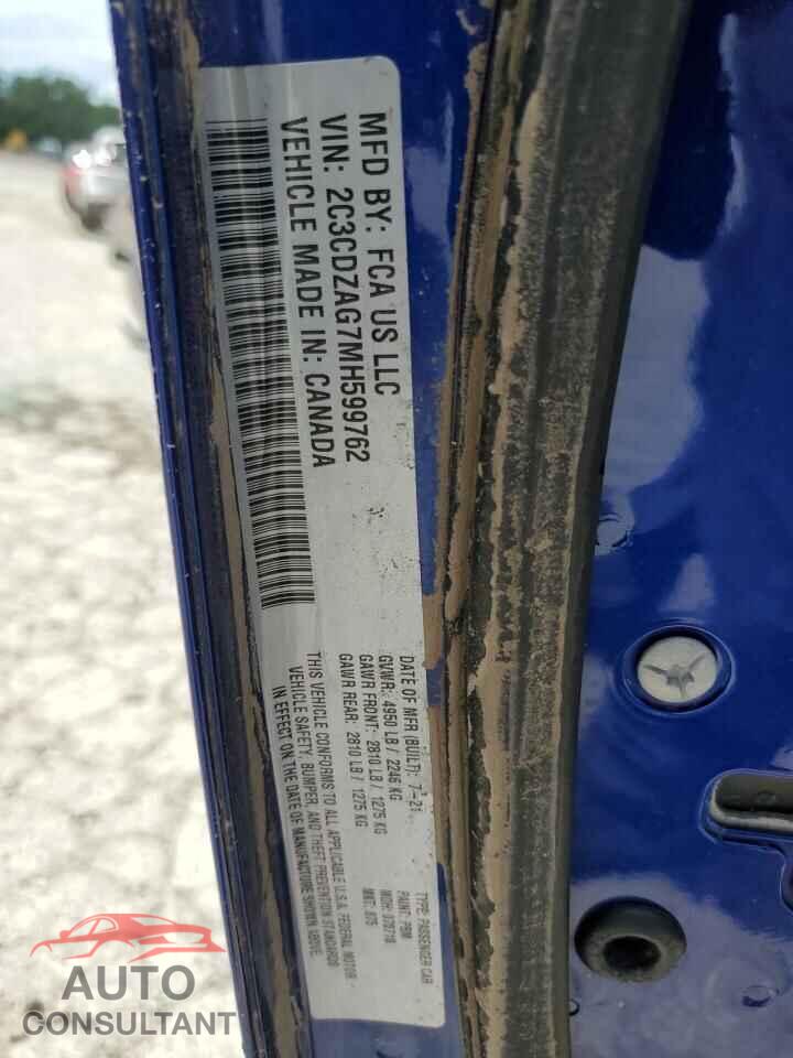 DODGE CHALLENGER 2021 - 2C3CDZAG7MH599762