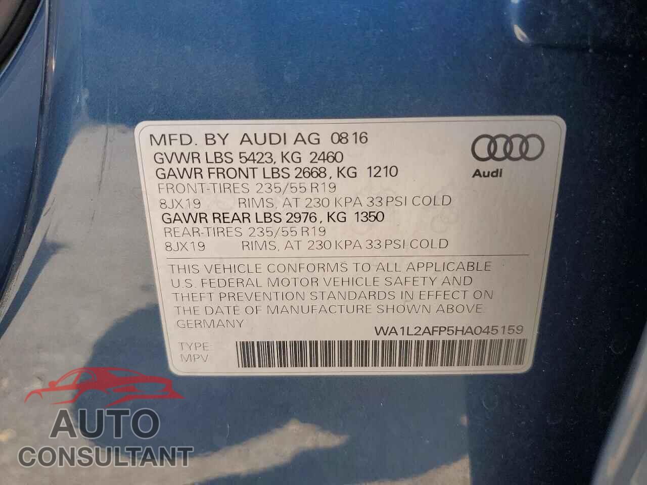AUDI Q5 2017 - WA1L2AFP5HA045159