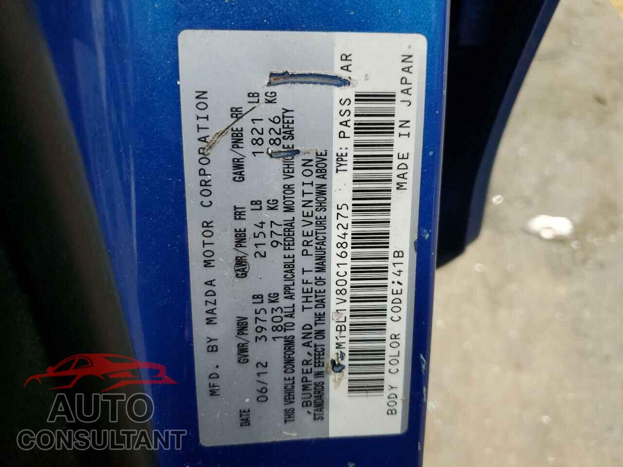 MAZDA 3 2012 - JM1BL1V80C1684275
