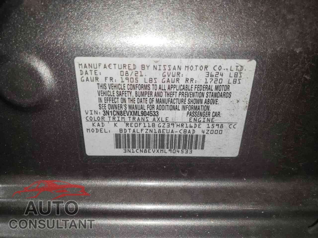 NISSAN VERSA 2021 - 3N1CN8EVXML904533