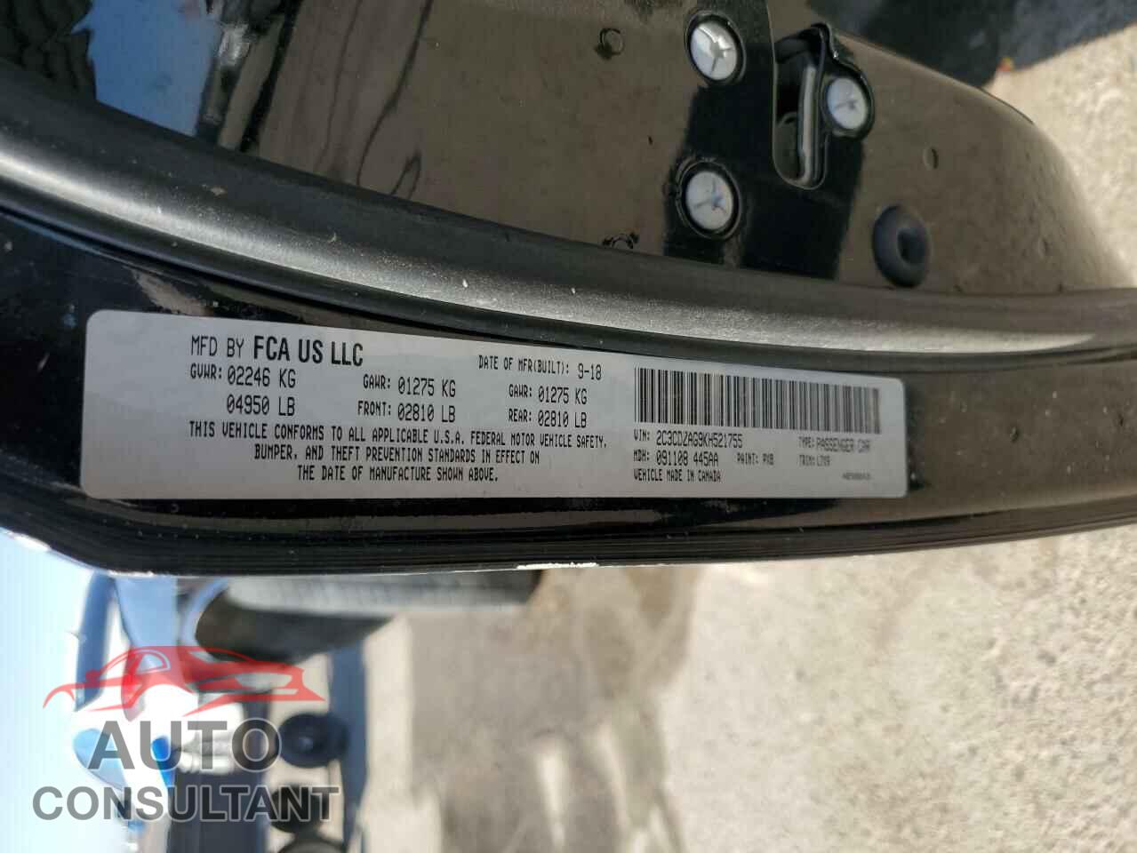DODGE CHALLENGER 2019 - 2C3CDZAG9KH521755