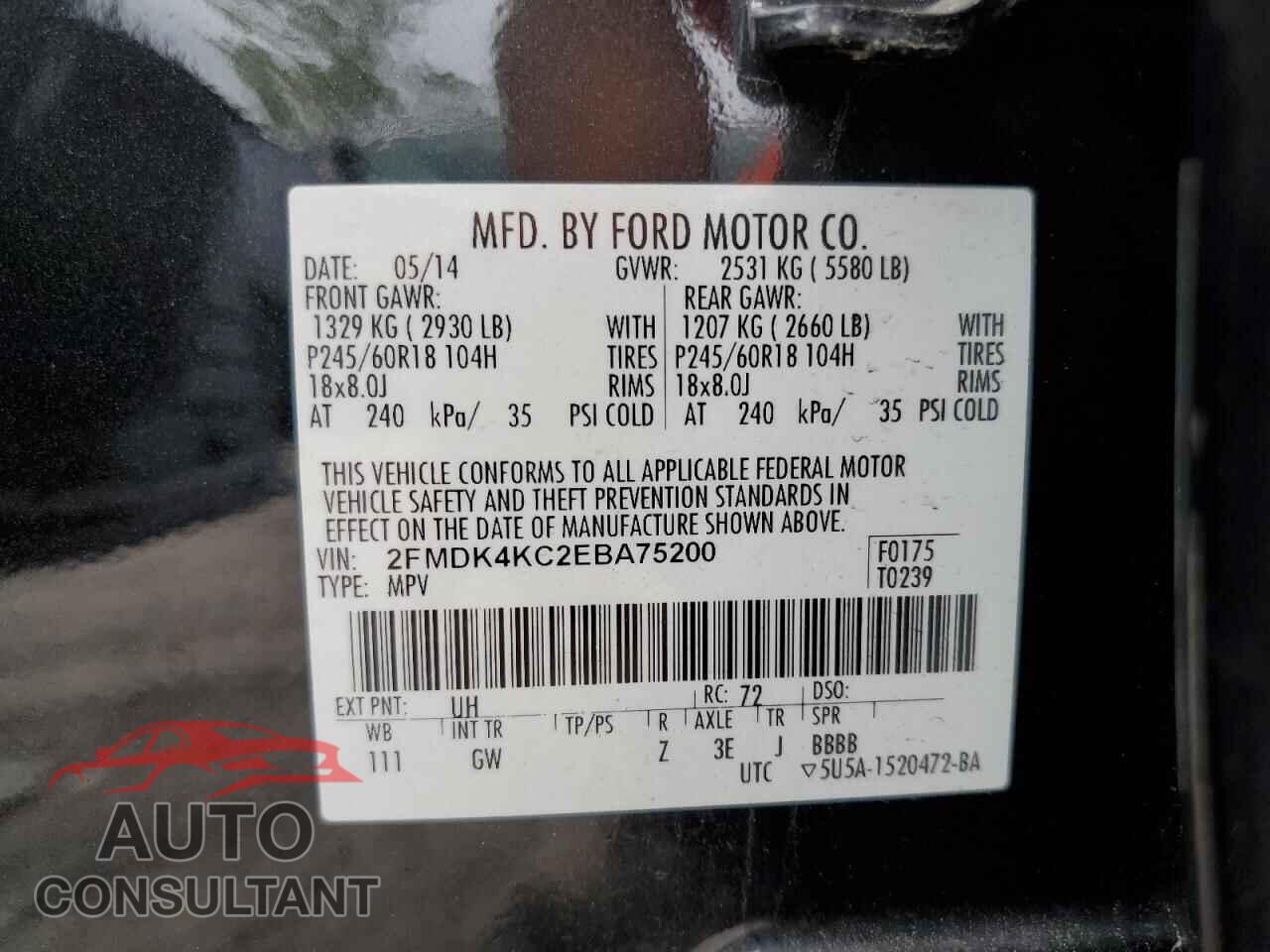FORD EDGE 2014 - 2FMDK4KC2EBA75200