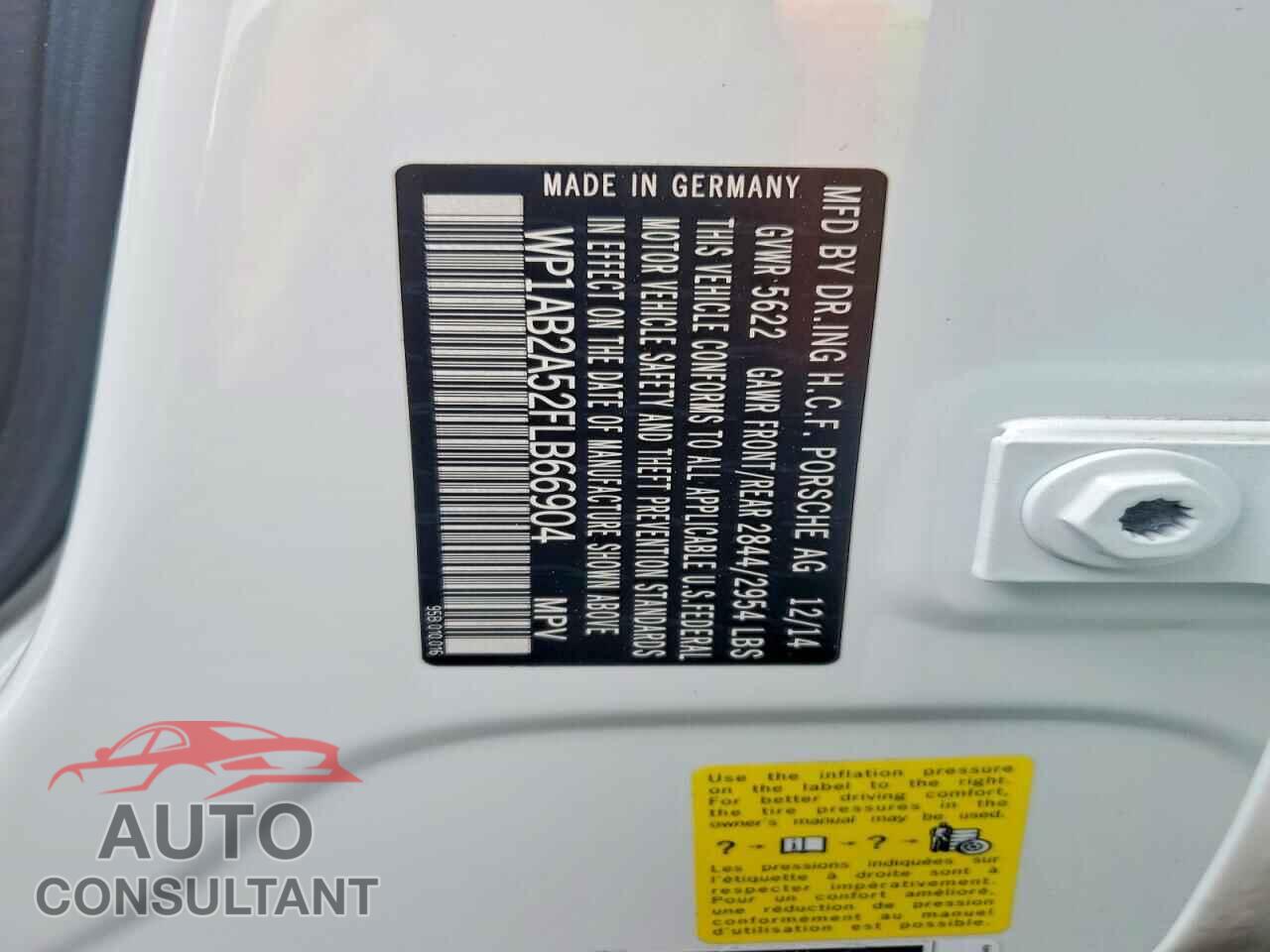 PORSCHE MACAN 2015 - WP1AB2A52FLB66904