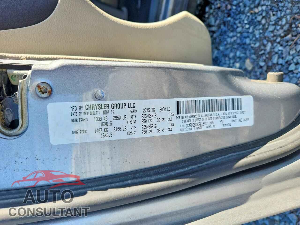 DODGE CARAVAN 2013 - 2C4RDGBG0DR615237
