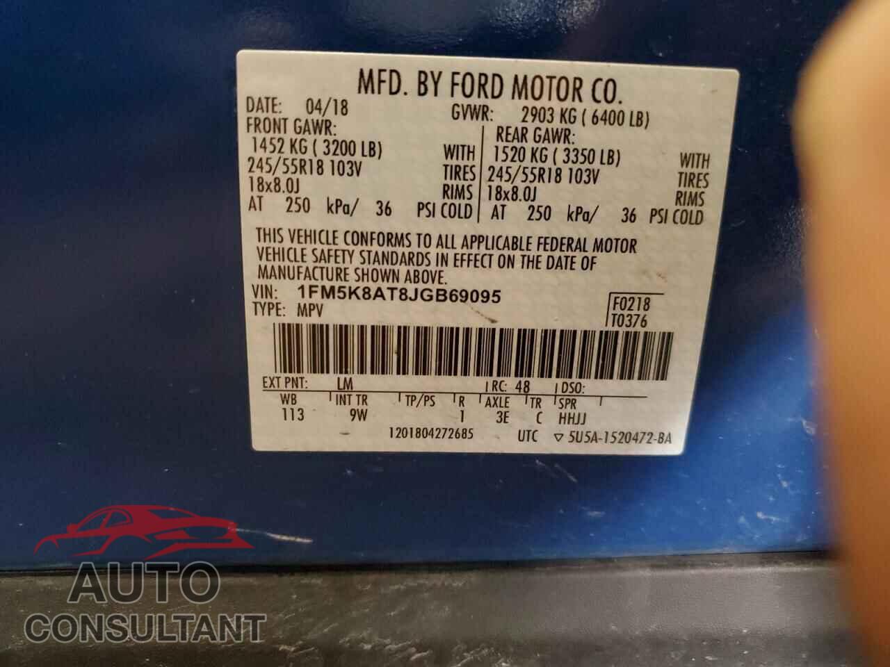 FORD EXPLORER 2018 - 1FM5K8AT8JGB69095