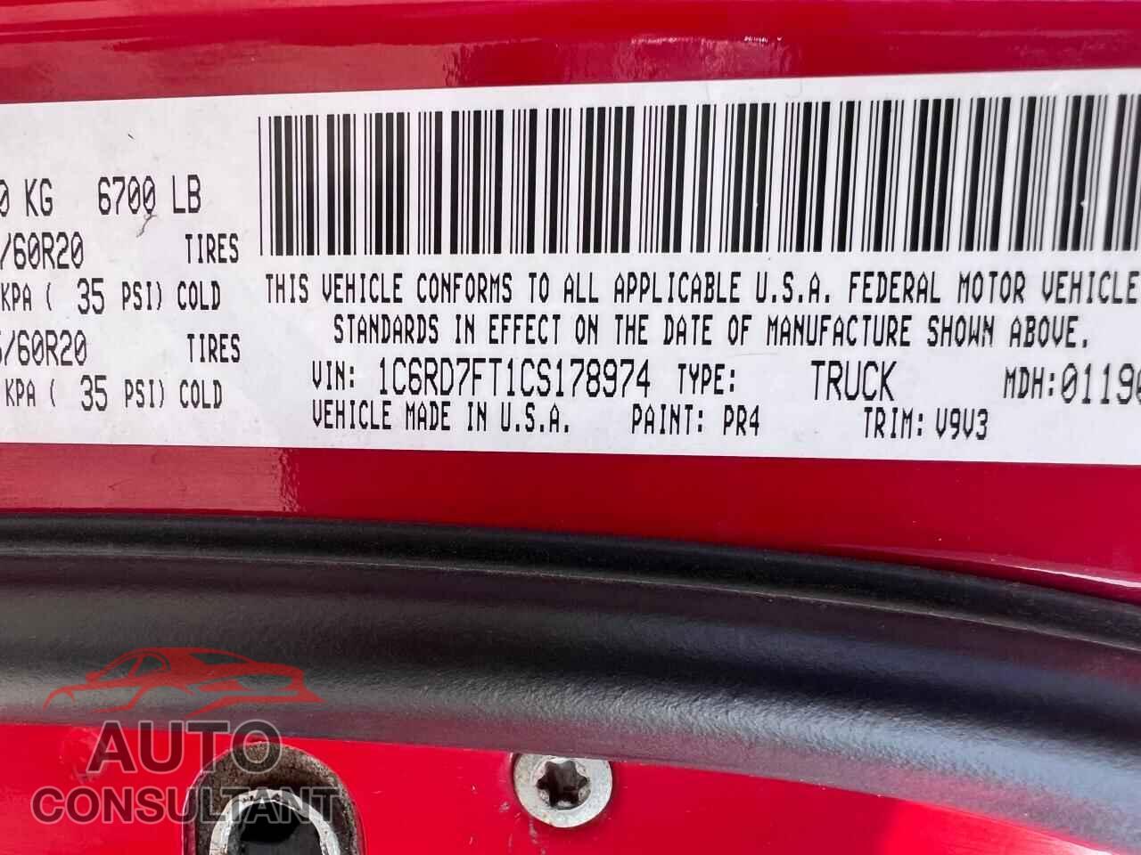 DODGE RAM 1500 2012 - 1C6RD7FT1CS178974