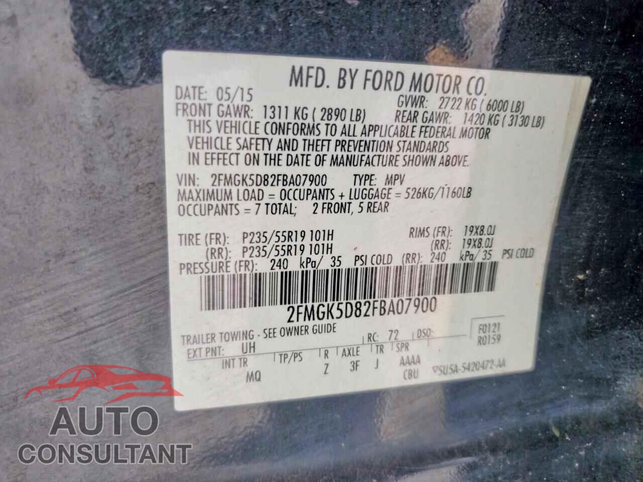FORD FLEX 2015 - 2FMGK5D82FBA07900