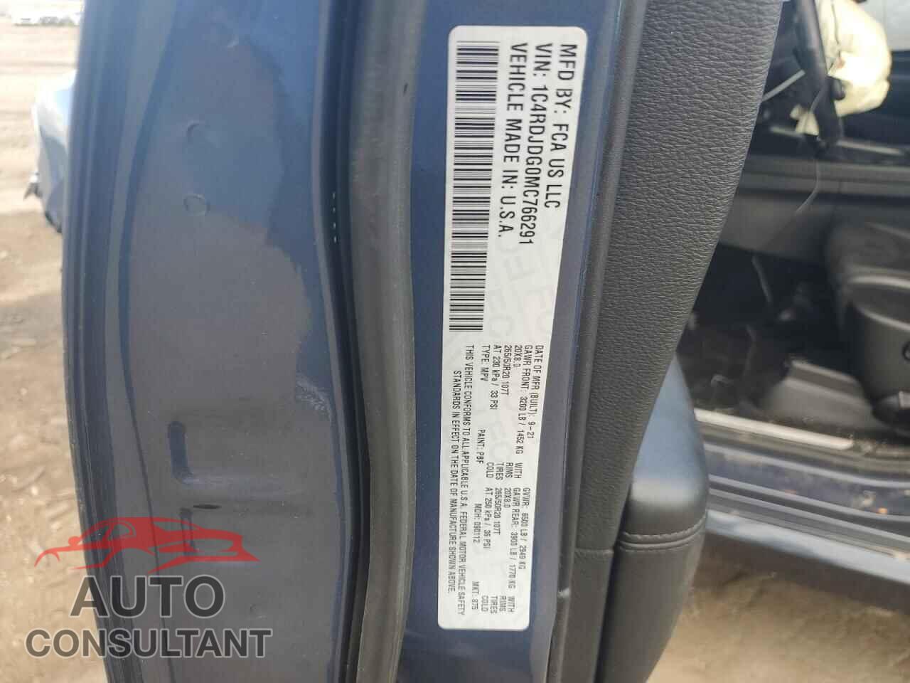 DODGE DURANGO 2021 - 1C4RDJDG0MC766291