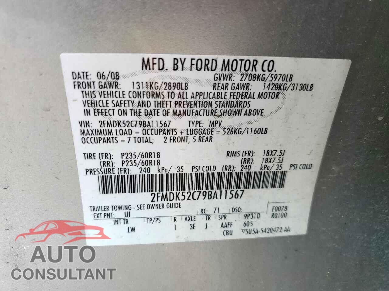 FORD FLEX 2009 - 2FMDK52C79BA11567