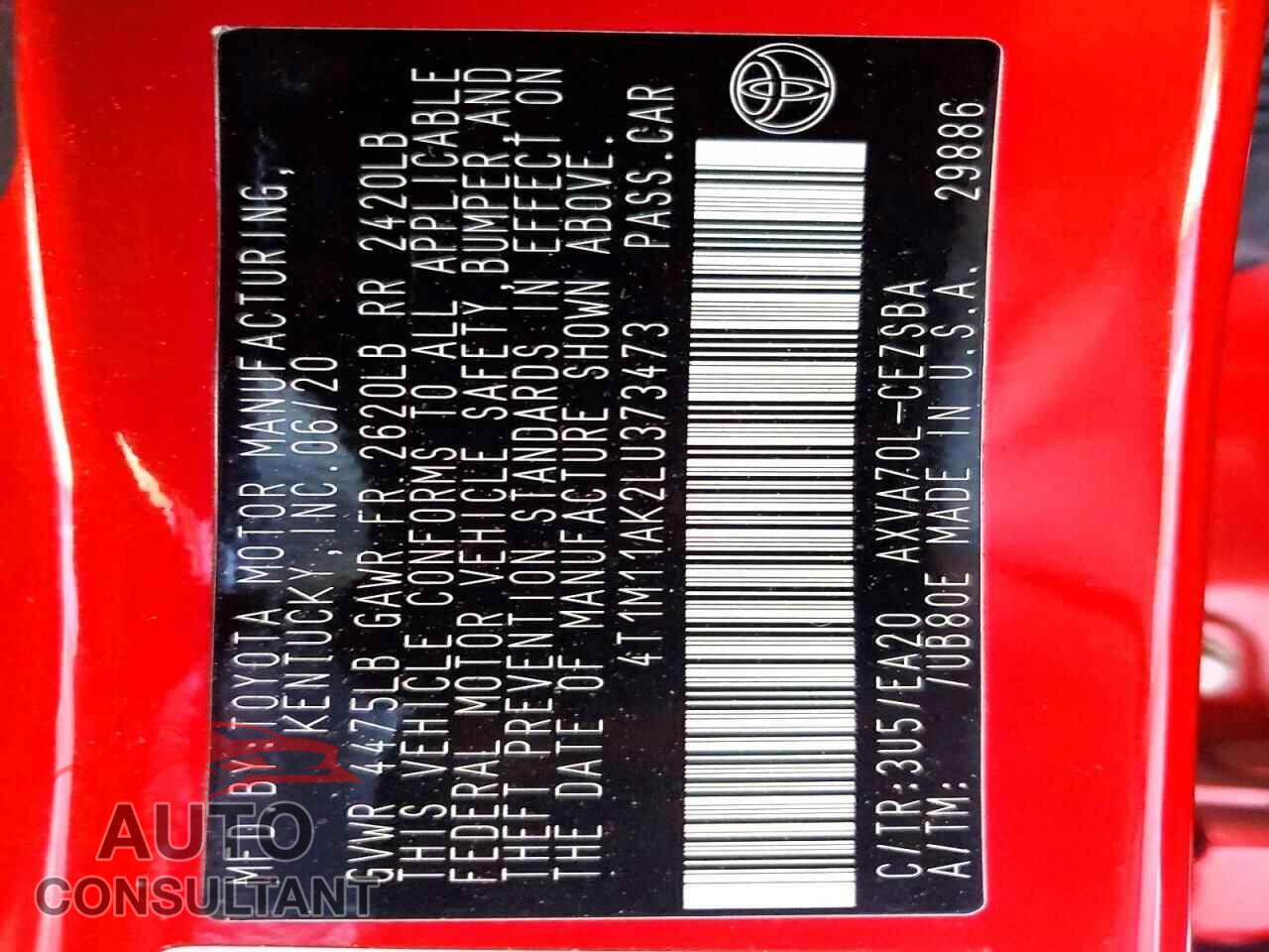 TOYOTA CAMRY 2020 - 4T1M11AK2LU373473