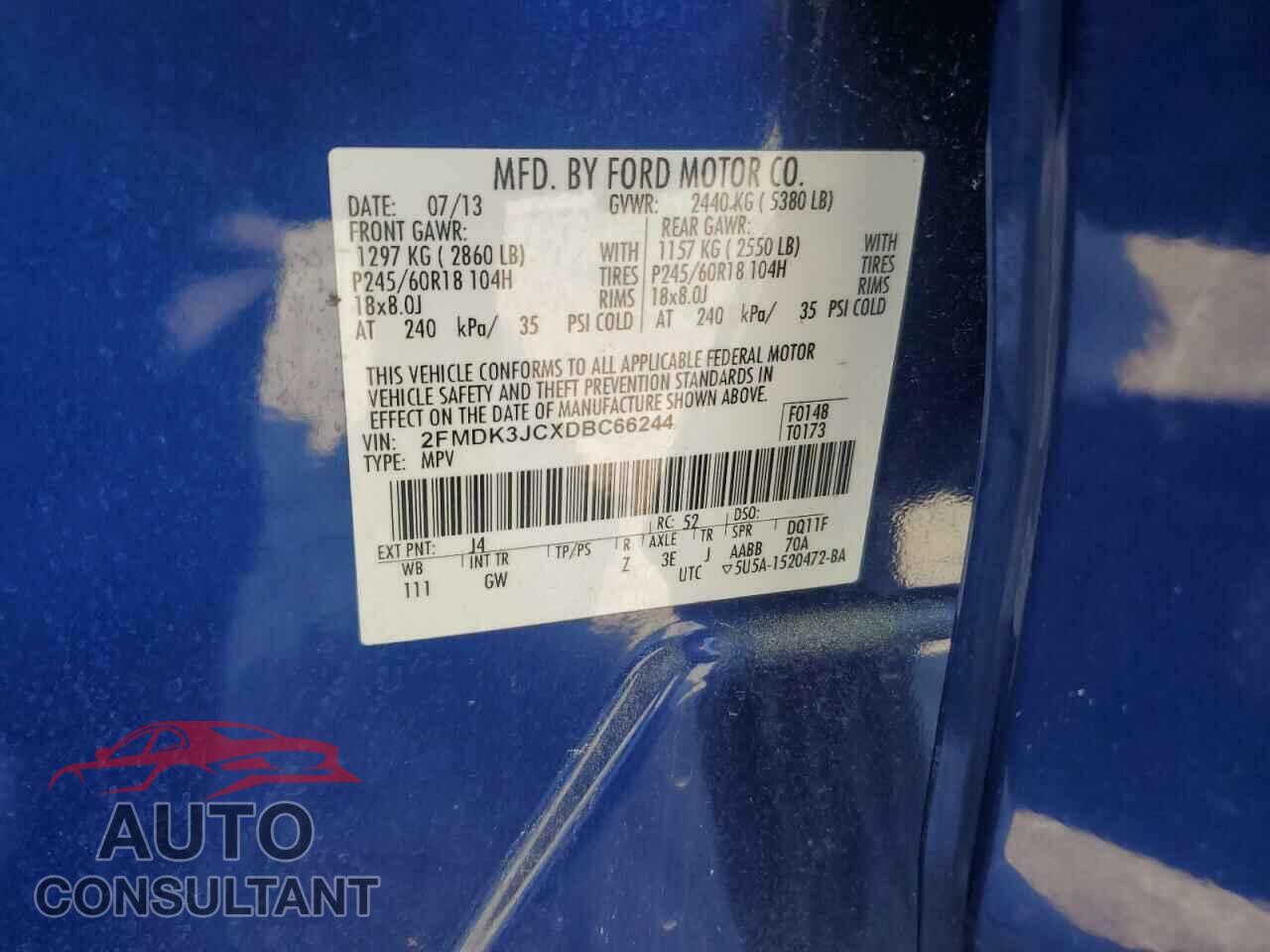 FORD EDGE 2013 - 2FMDK3JCXDBC66244