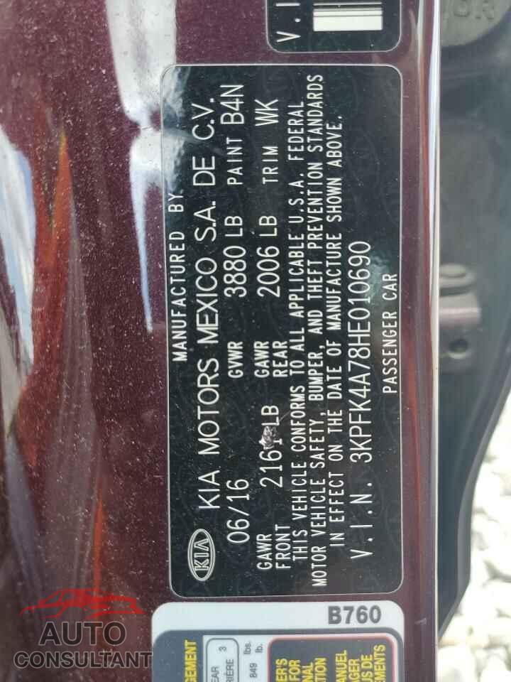 KIA FORTE 2017 - 3KPFK4A78HE010690