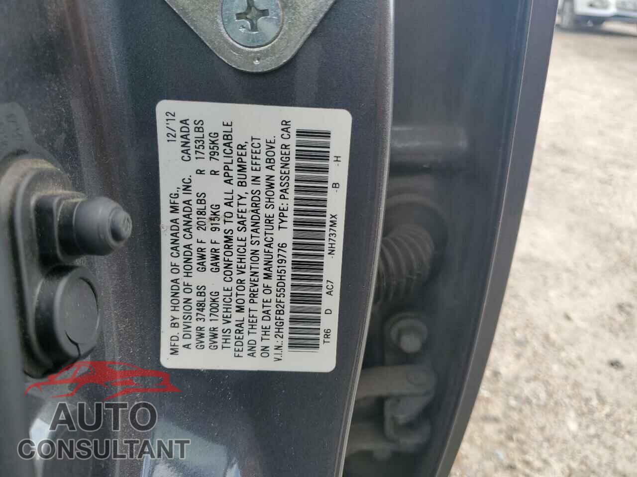 HONDA CIVIC 2013 - 2HGFB2F55DH519776