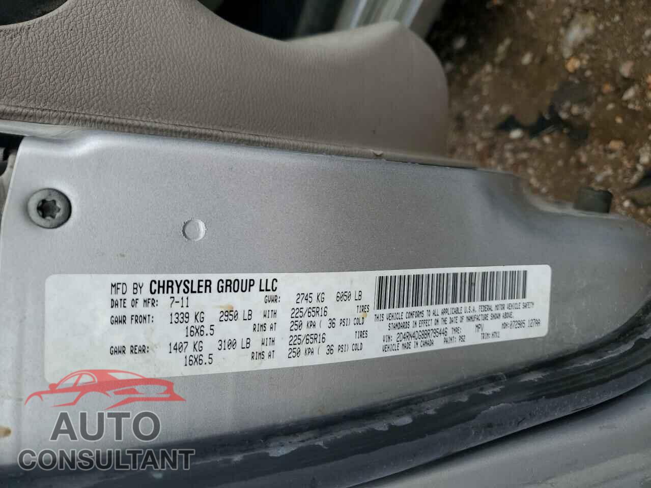 DODGE CARAVAN 2011 - 2D4RN4DG8BR795446