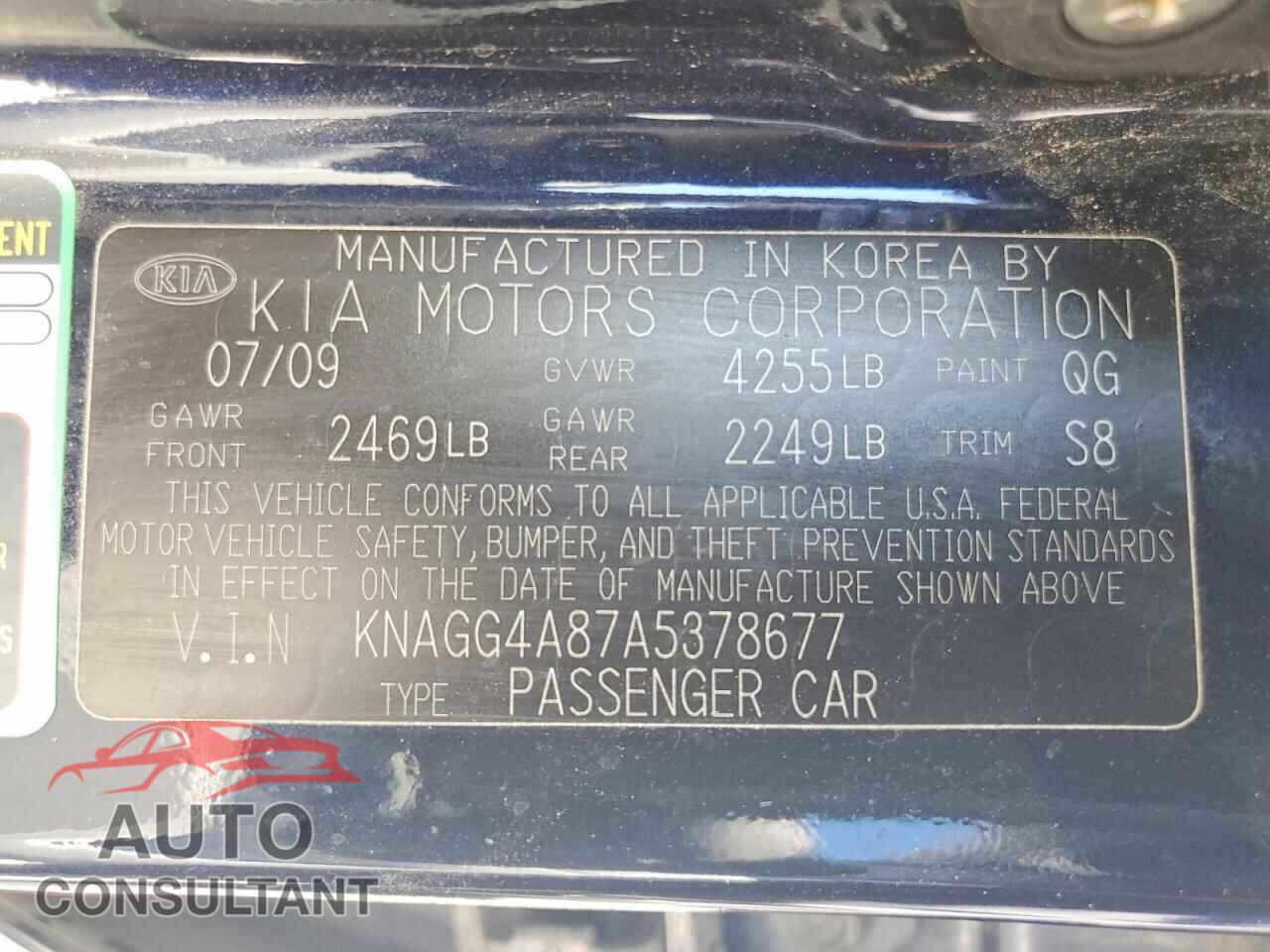 KIA OPTIMA 2010 - KNAGG4A87A5378677