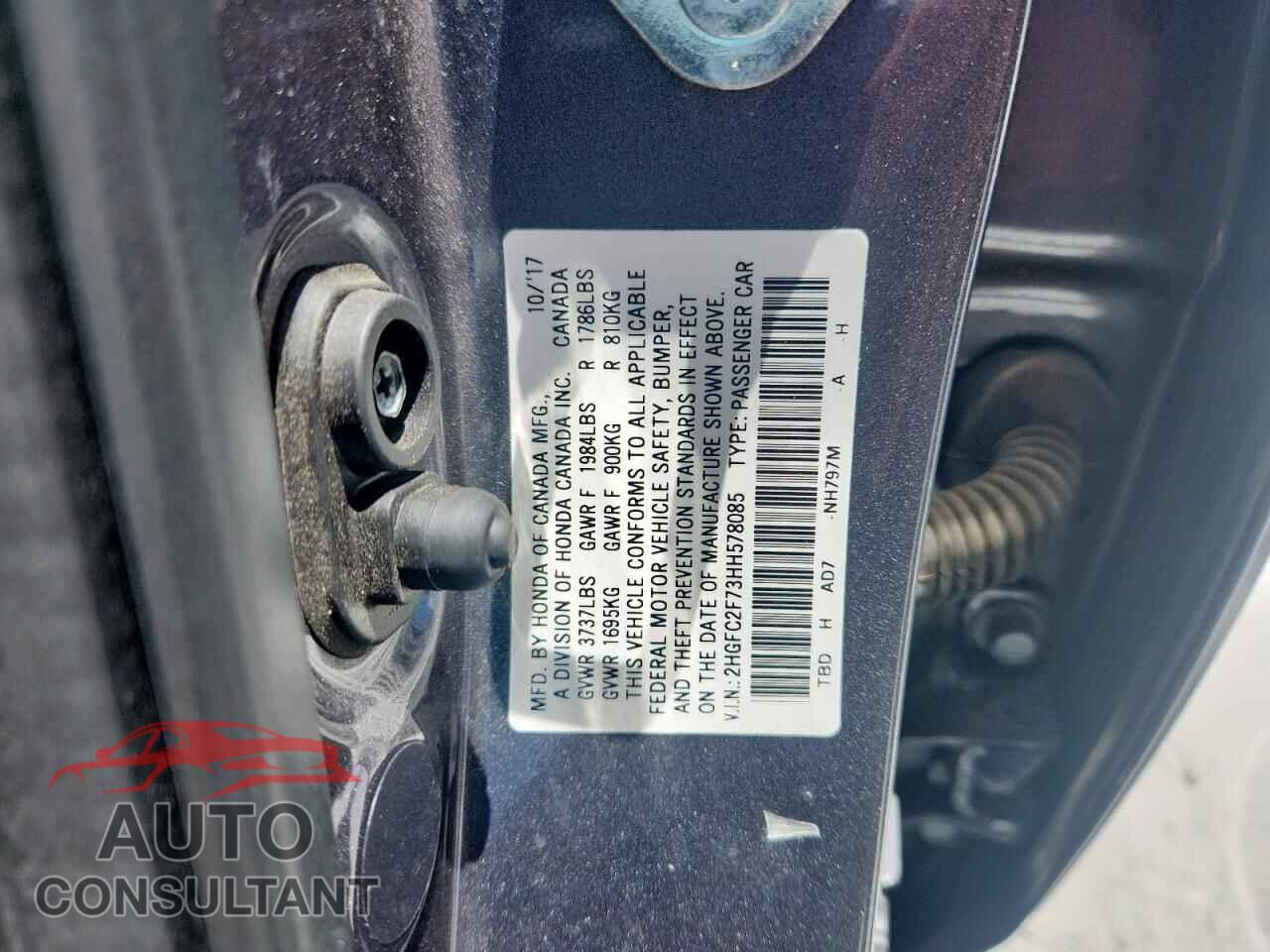 HONDA CIVIC 2017 - 2HGFC2F73HH578085