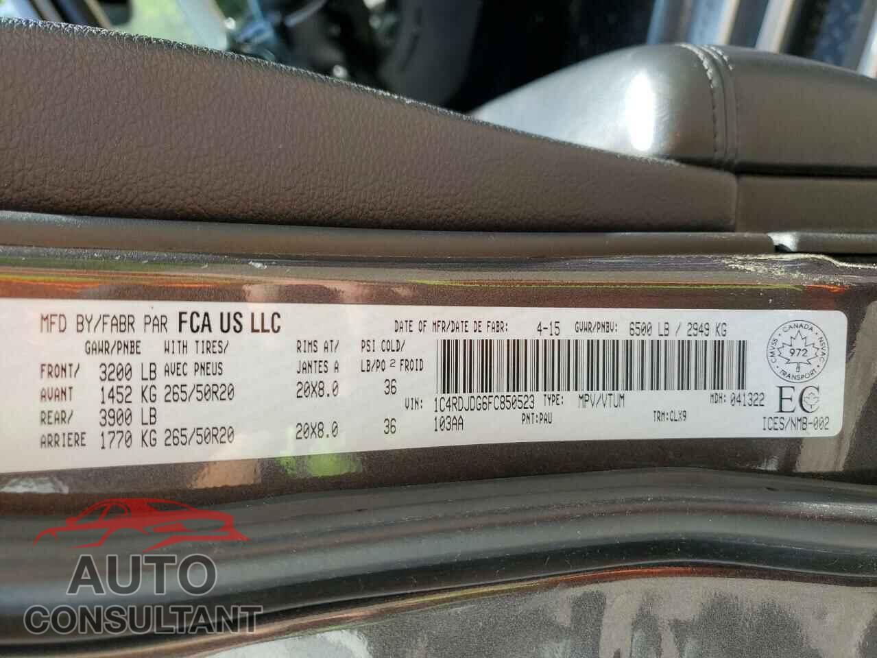 DODGE DURANGO 2015 - 1C4RDJDG6FC850523