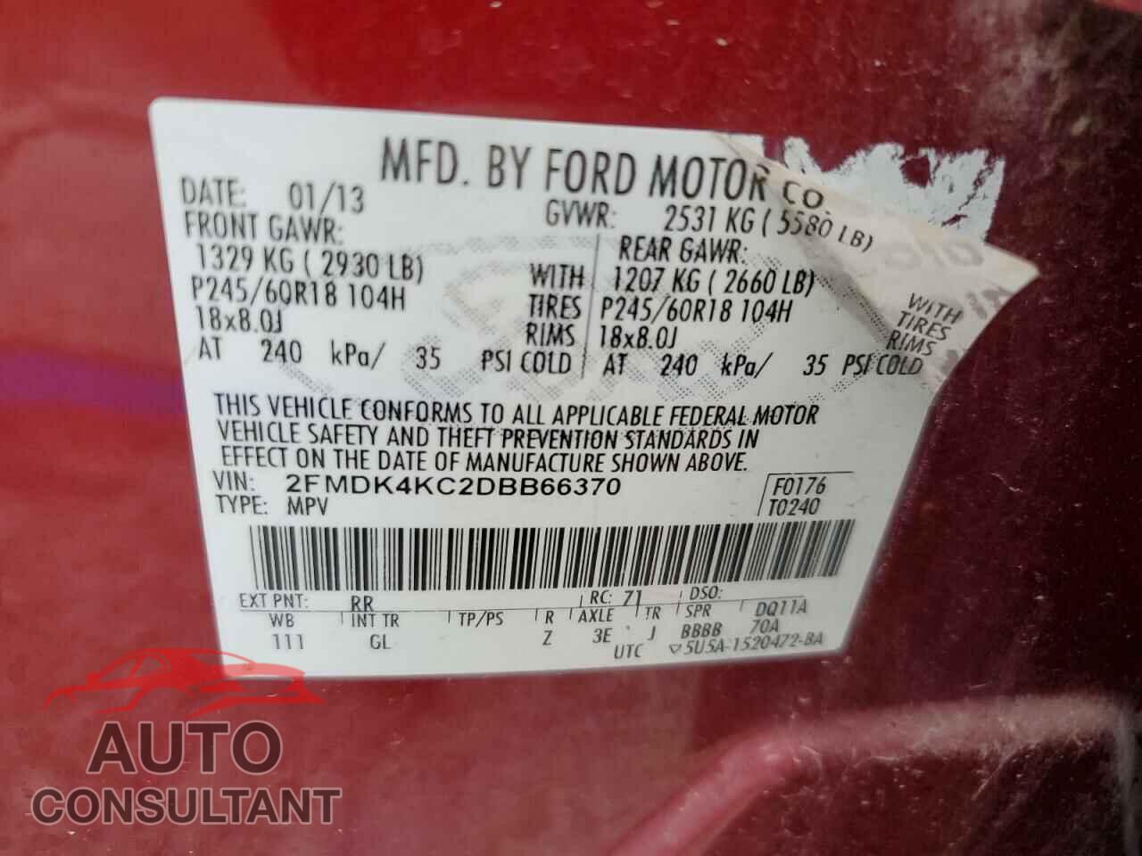 FORD EDGE 2013 - 2FMDK4KC2DBB66370