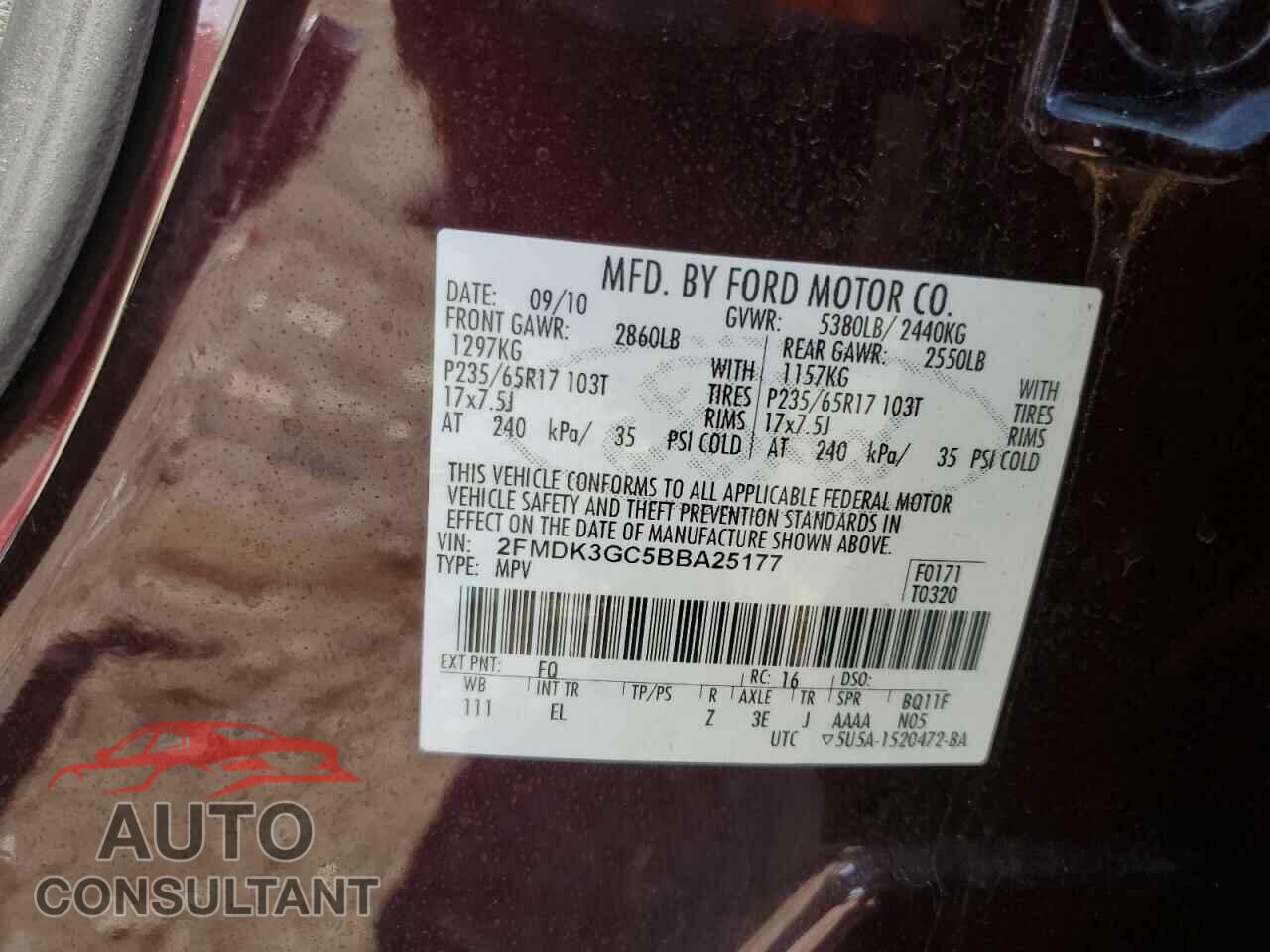 FORD EDGE 2011 - 2FMDK3GC5BBA25177