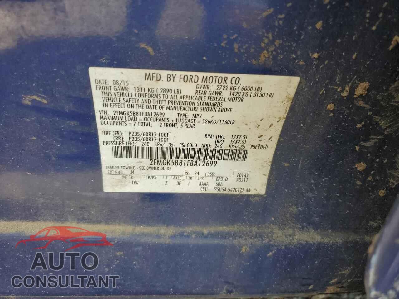 FORD FLEX 2015 - 2FMGK5B81FBA12699