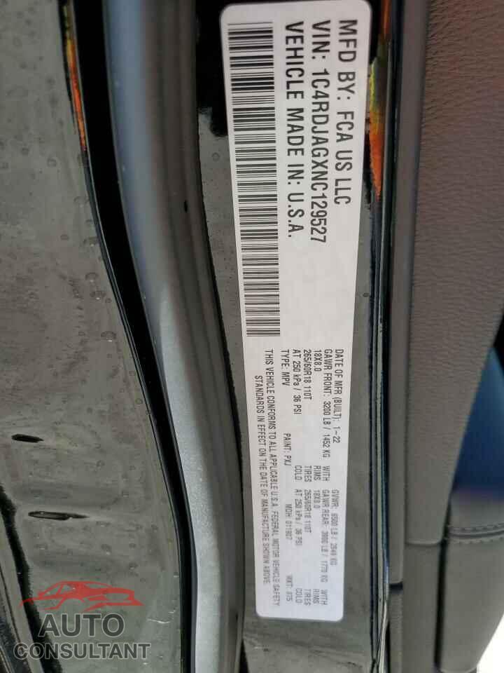 DODGE DURANGO 2022 - 1C4RDJAGXNC129527