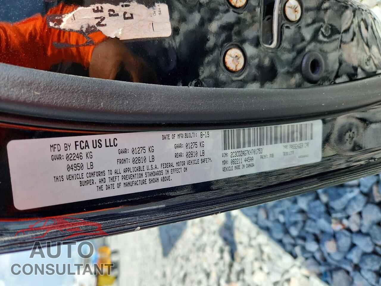 DODGE CHALLENGER 2019 - 2C3CDZAG7KH701753