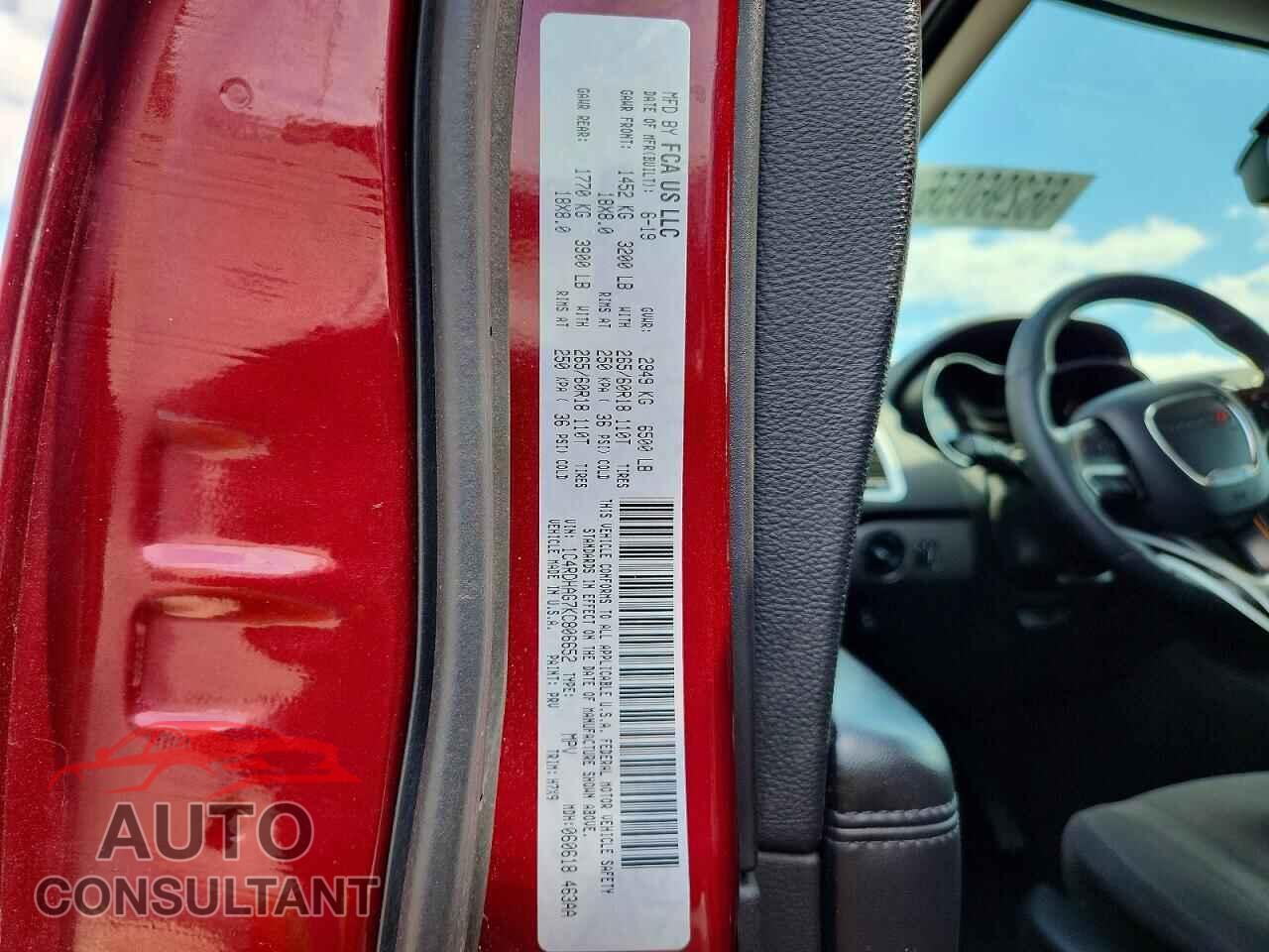 DODGE DURANGO 2019 - 1C4RDHAG7KC806652