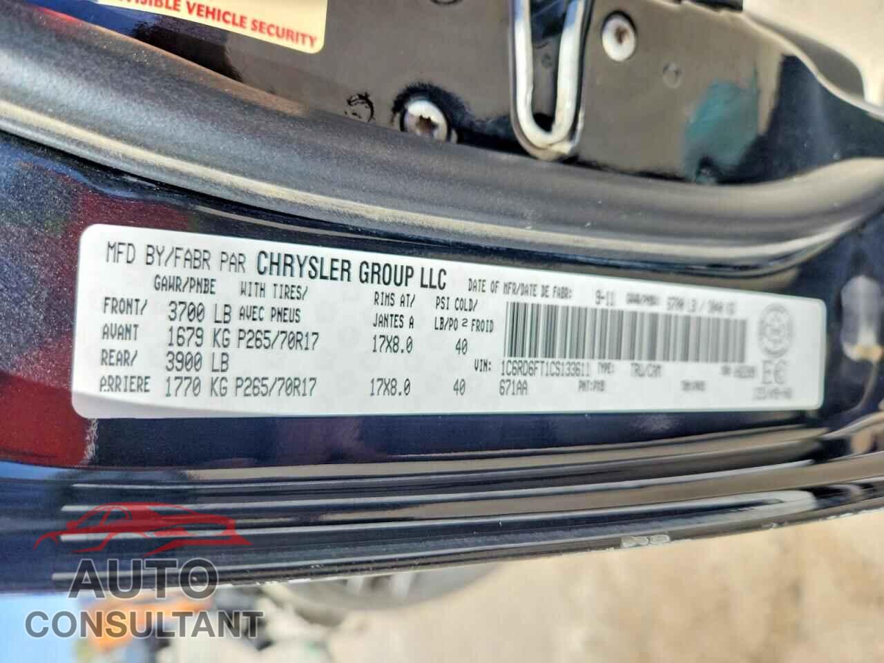 DODGE RAM 1500 2012 - 1C6RD6FT1CS133611