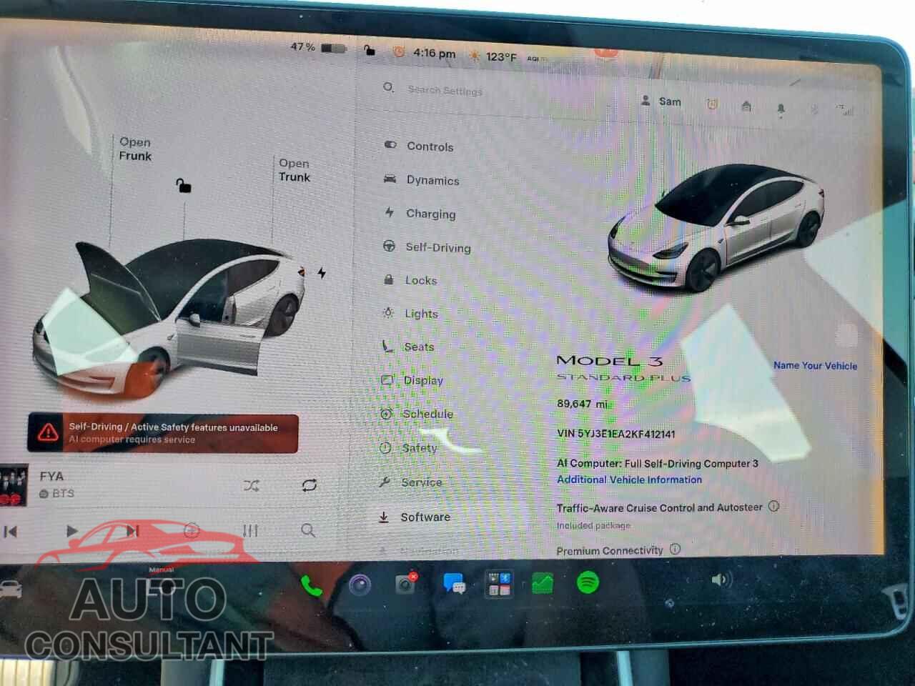 TESLA MODEL 3 2019 - 5YJ3E1EA2KF412141