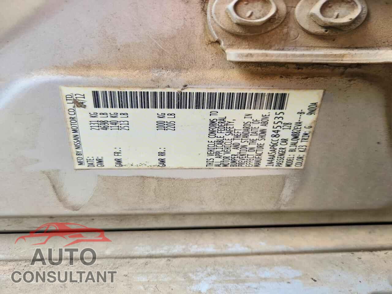 NISSAN MAXIMA 2012 - 1N4AA5AP6CC845535