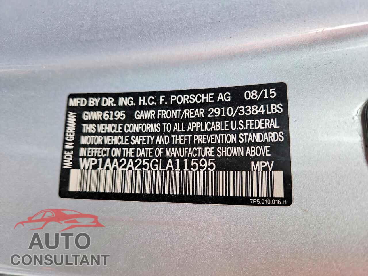 PORSCHE CAYENNE 2016 - WP1AA2A25GLA11595