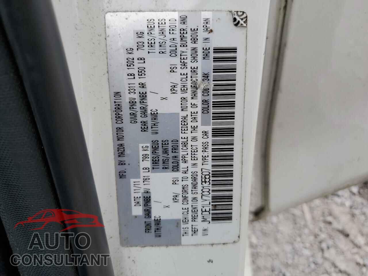 MAZDA 2 2012 - JM1DE1LY7C0135507