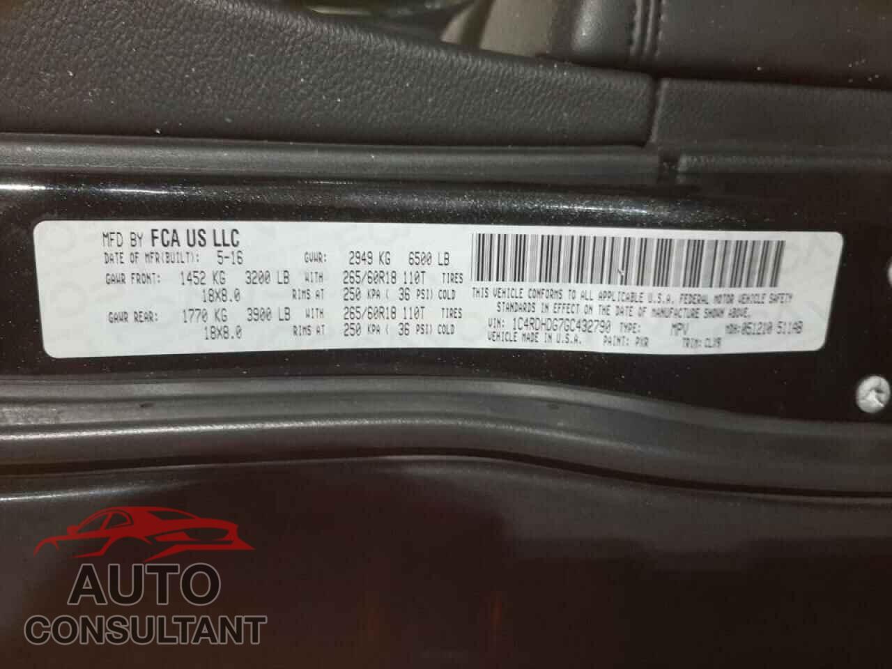 DODGE DURANGO 2016 - 1C4RDHDG7GC432790