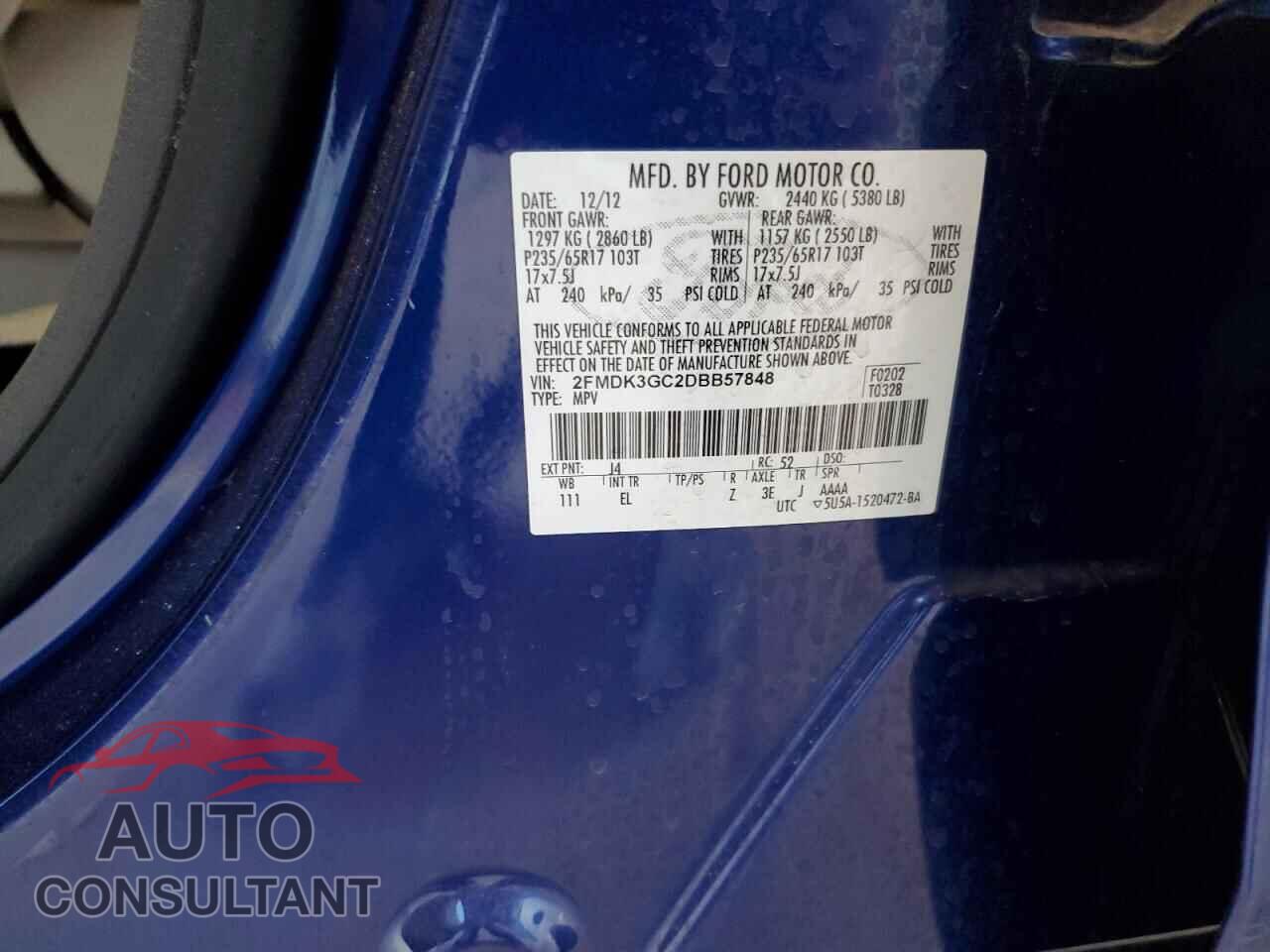 FORD EDGE 2013 - 2FMDK3GC2DBB57848