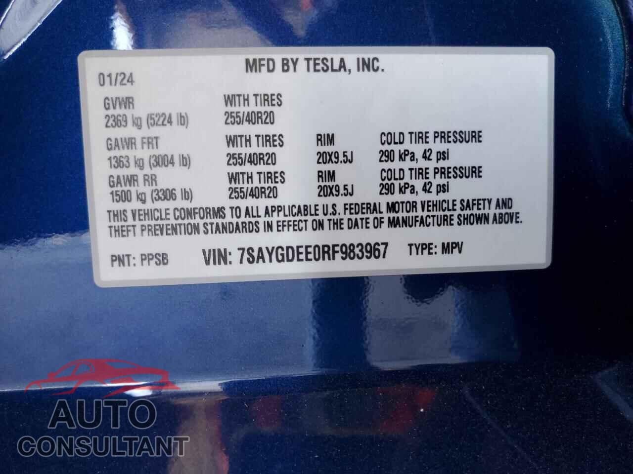 TESLA MODEL Y 2024 - 7SAYGDEE0RF983967