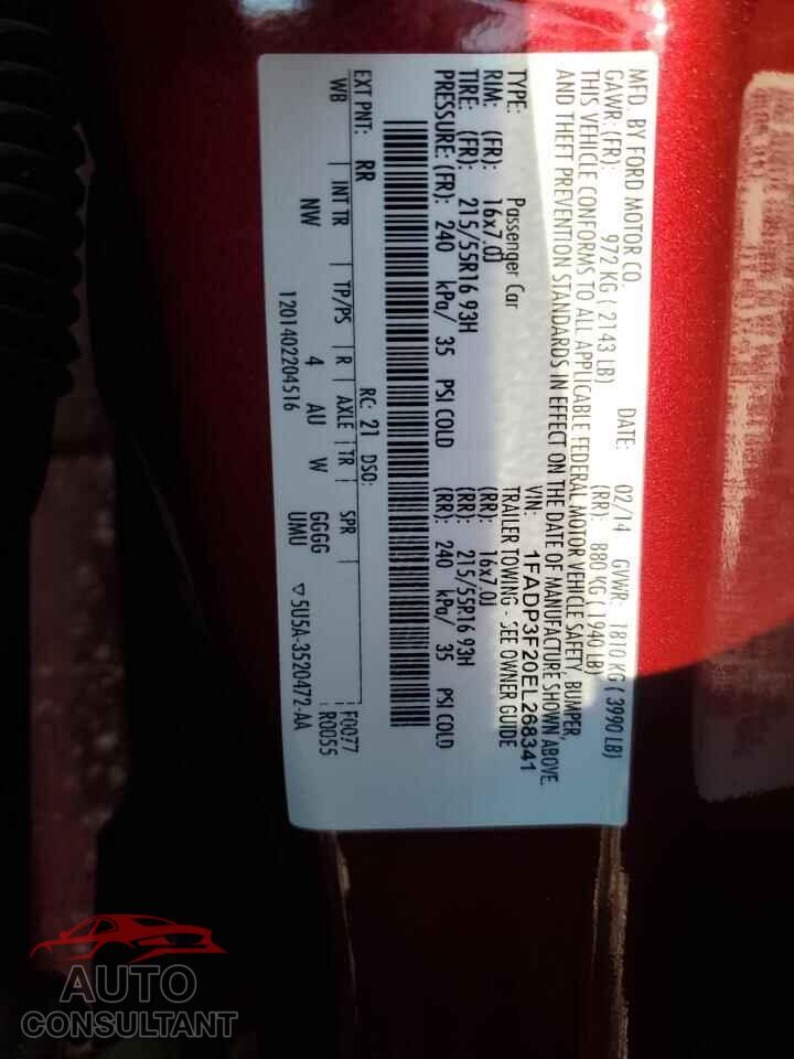 FORD FOCUS 2014 - 1FADP3F20EL268341