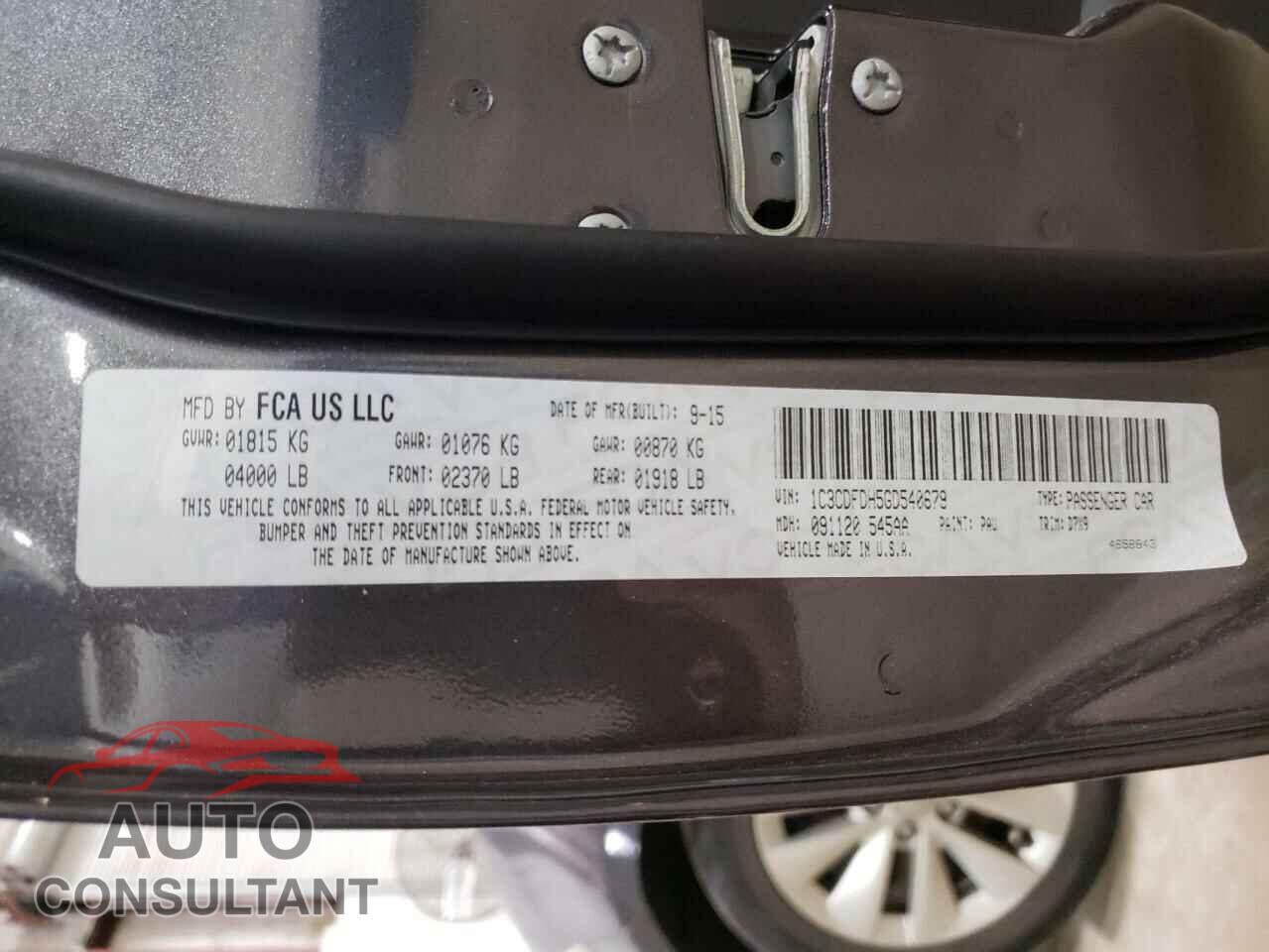 DODGE DART 2016 - 1C3CDFDH5GD540679