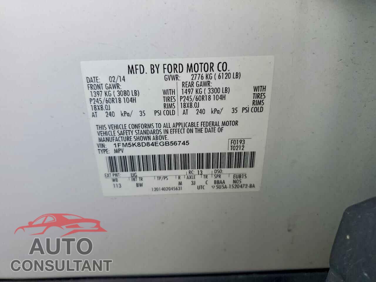 FORD EXPLORER 2014 - 1FM5K8D84EGB56745