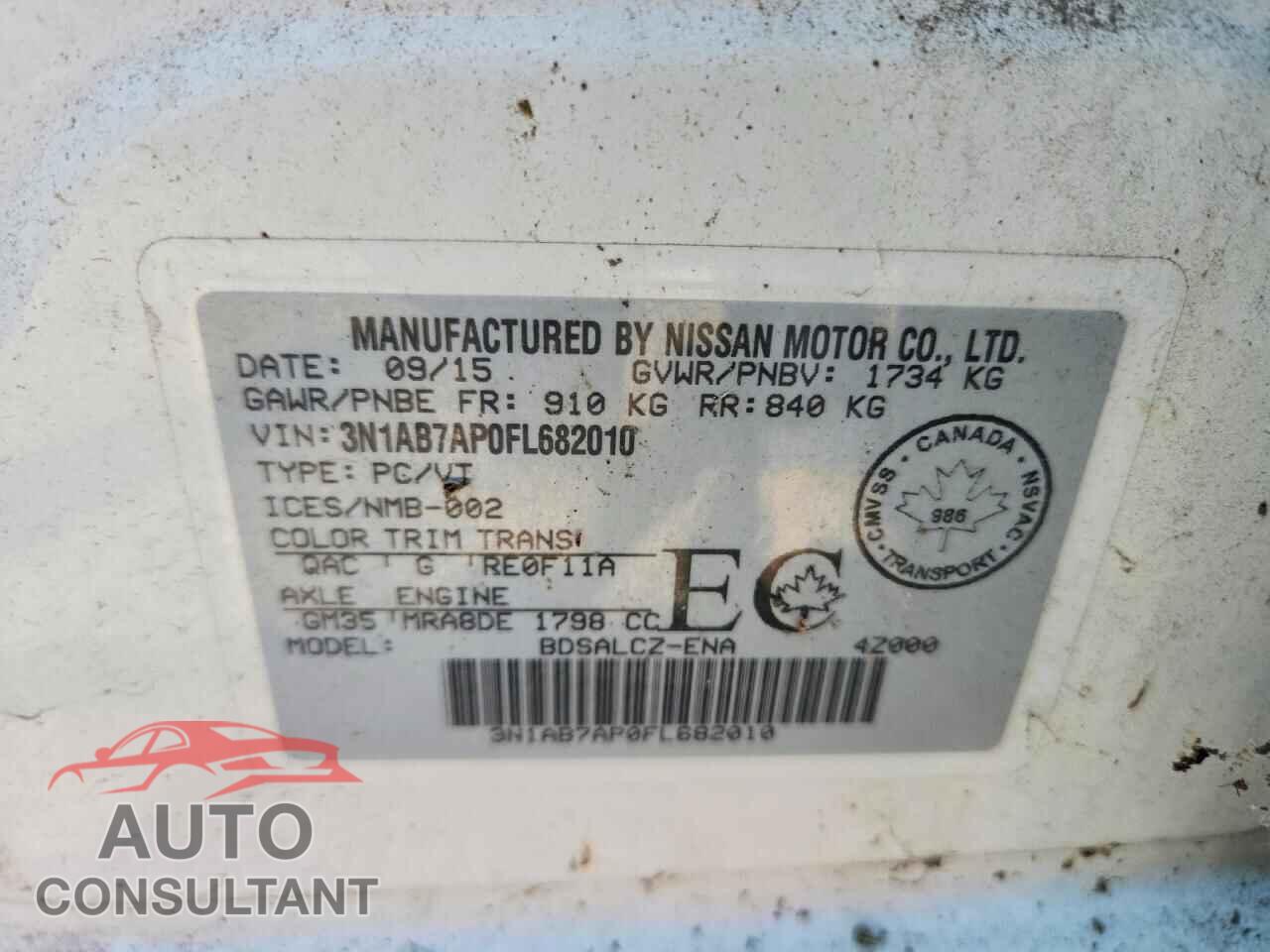 NISSAN SENTRA 2015 - 3N1AB7AP0FL682010