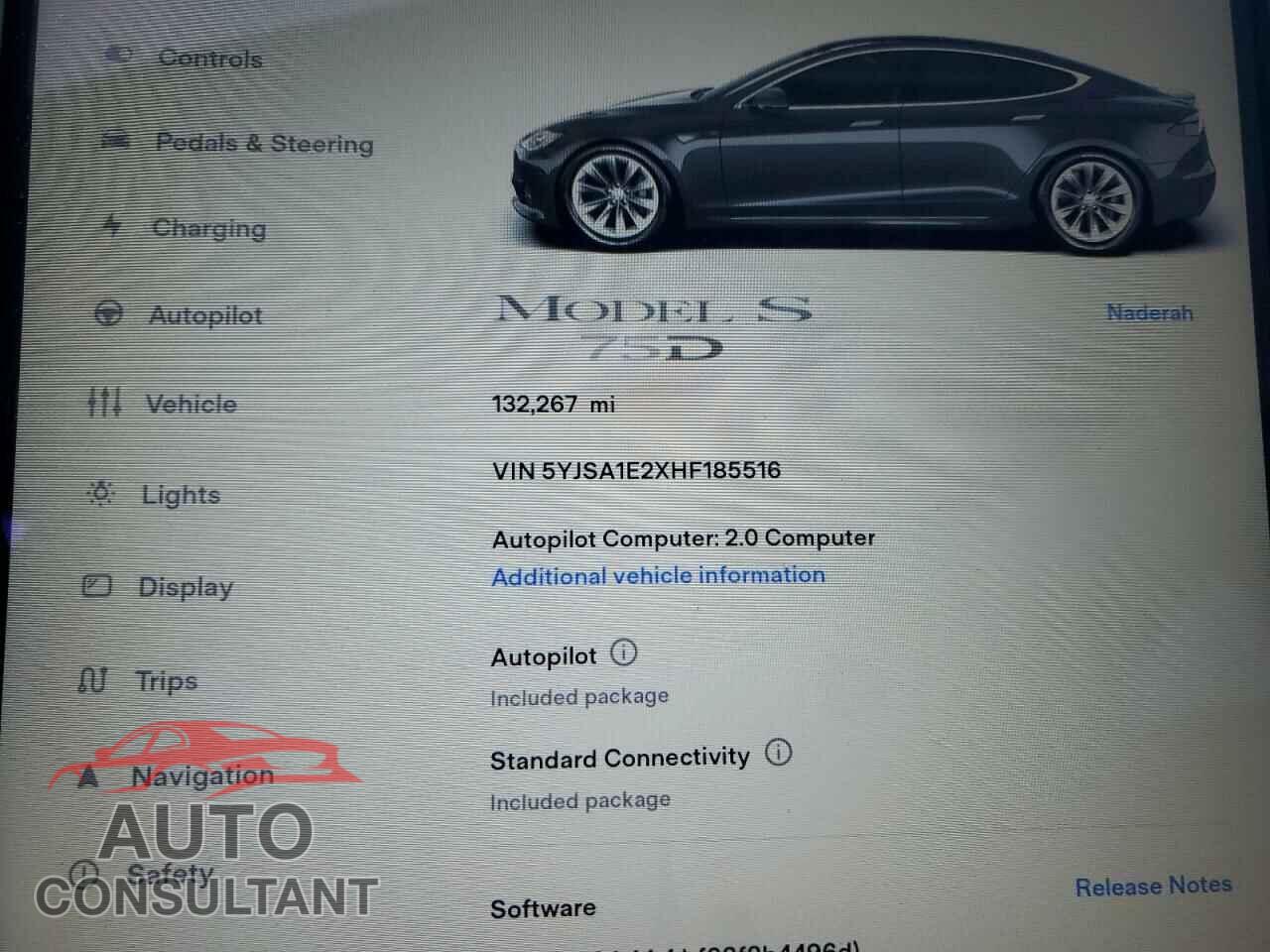 TESLA MODEL S 2017 - 5YJSA1E2XHF185516