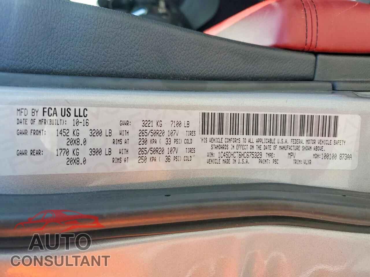 DODGE DURANGO 2017 - 1C4SDHCT6HC675329