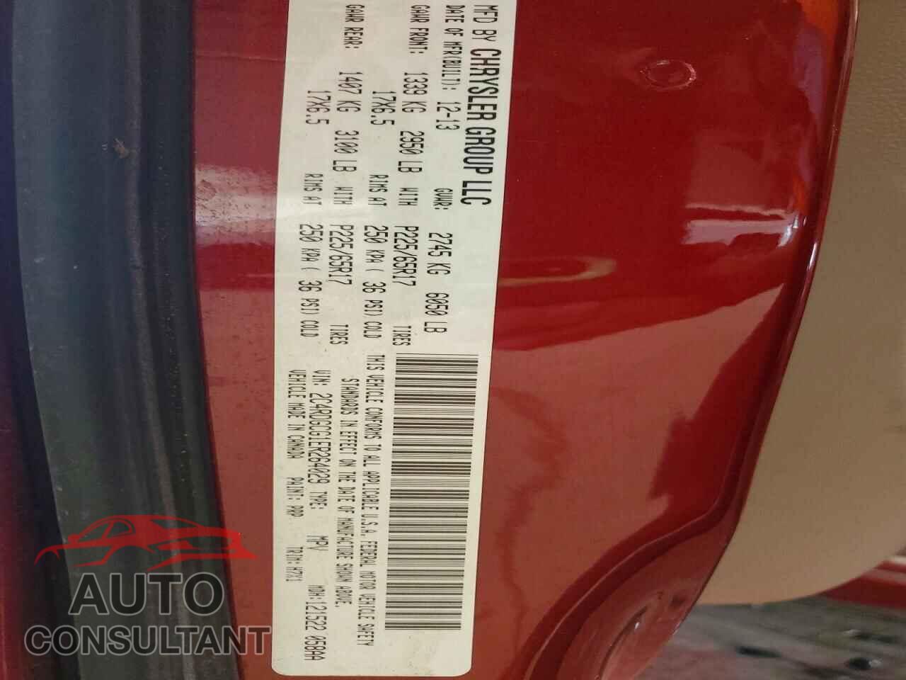 DODGE CARAVAN 2014 - 2C4RDGCG1ER264029