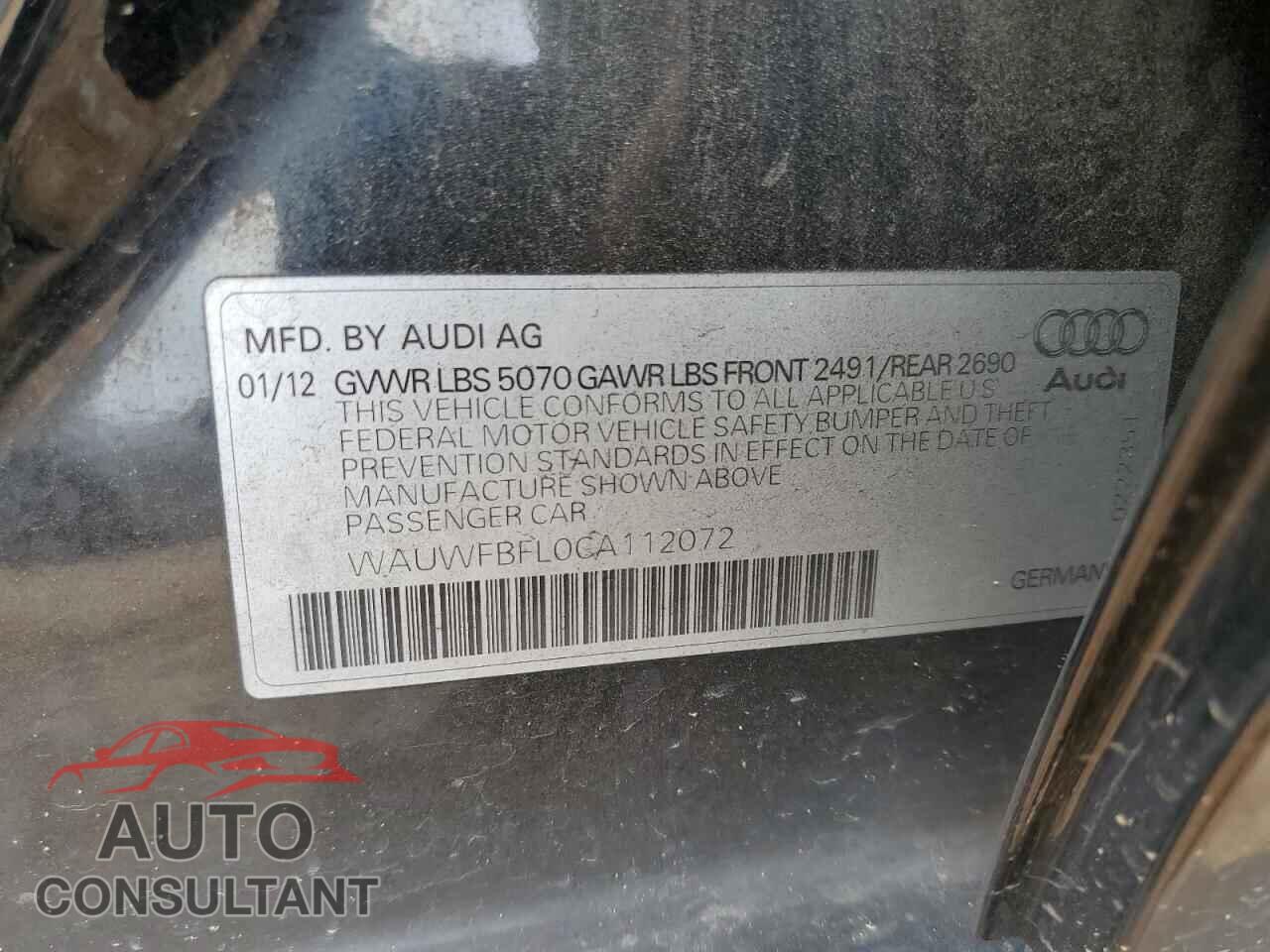 AUDI A4 2012 - WAUWFBFL0CA112072