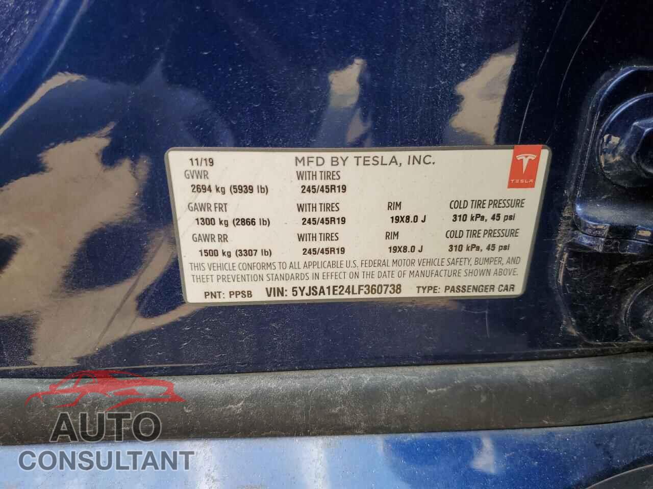 TESLA MODEL S 2020 - 5YJSA1E24LF360738